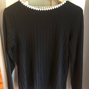 Papaya Black and White Scalloped Top